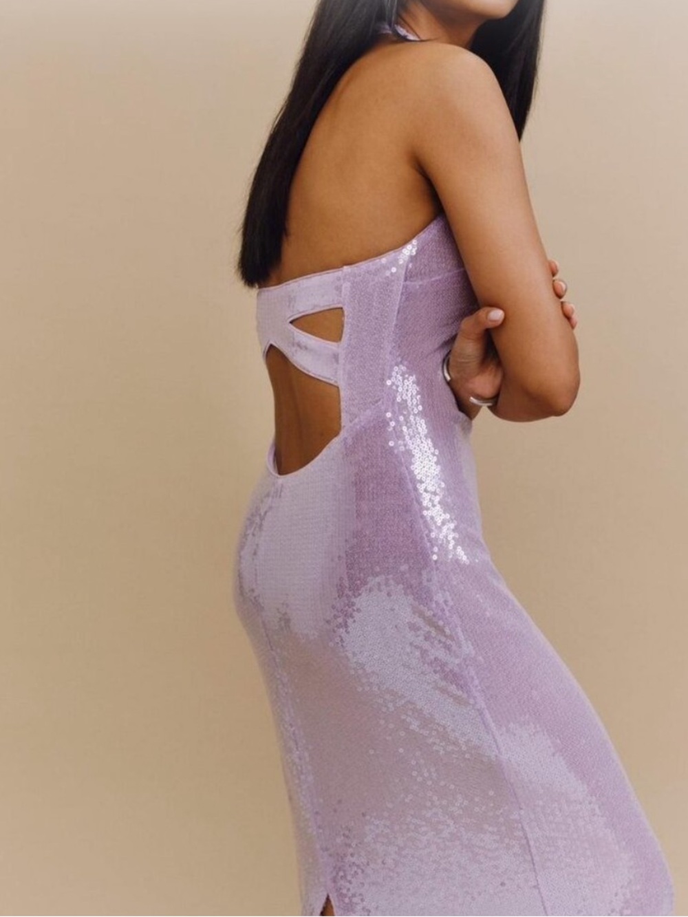 NWT Reformation Elowyn Sequin Dress Purple / Lavender Size 8 - Picture 4 of 8
